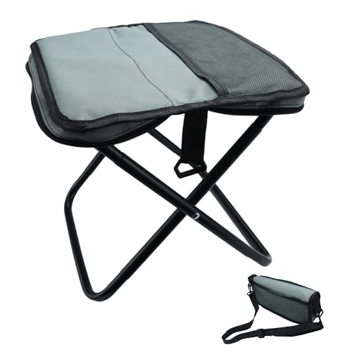YANYUCB Portable Folding Chair,Ultralight Collapsible Stool,Camping Chair,Handbag Style Pocket Foldable Stool for Camping Travel Fishing Hiking and Outdoor Activities(Grey) - color: Grey