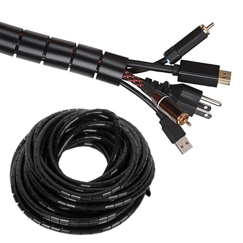 Spiral Cable wrap, 39FT Wire wrap,1/2 inch Spiral Cable Wraps for Cords Covers Bundle Sleeve Hose for Computer, Power,PC, Audio & Video Electrical Wire Organizer RoHS Black - color: Black, size: Dia 12MM-Length12M