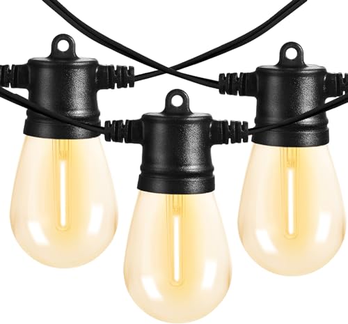 Banord 51FT Outdoor Shatterproof LED String Lights, Waterproof 17 Hanging Sockets with 18 x Dimmable LED Bulb Garden Light String, Waterproof Vintage Patio Lights for Wedding Party - size: 1 Pack 51FT