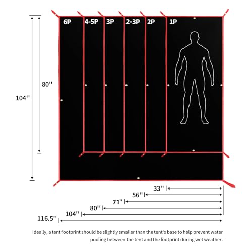 Frelaxy Tent Footprint, Waterproof Camping Tarp, Durable Tent Floor to Elevate Your Camping, Hiking, Backpacking, Hammock, Beach Experience - color: Black, size: 3 Person—80'' x 80''