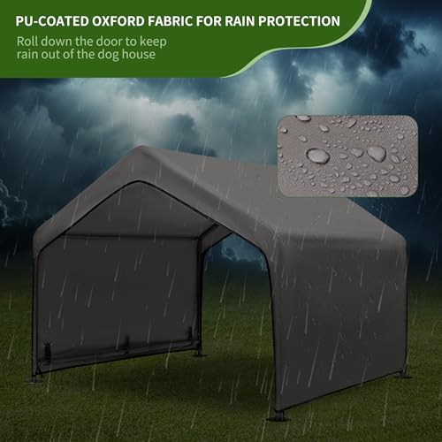 Summertrail Extra Large Dog House Outside, Dog Tent Outdoor, Big Dog Shade Shelter Doghouse Canopy, Water Resistant Dog shelter with Ground Nail, Gray Sun Rain Cover for Pet Cat Livestock 4'x 4'x 3.3 - color: Gray Dog Tent