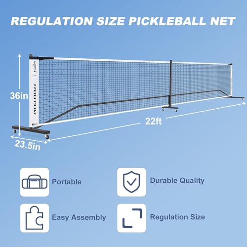 Pickleball Net Set with 4 Fiberglass Paddles, Portable Pickleball Set with 4 Fiberglass Paddles, 6 Balls & Carry Bag, Easy Setup for Driveway, Garage, Kids & Adults - style: 22ft Net With 4 Fiberglass Paddles