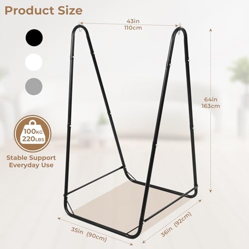 Hammock Stand for Multiple Hammock, Heavy-Duty Steel Hanging Chair Stand for Indoor & Outdoor, Solid Support & Stable Base, 220 lbs Capacity, Easy Assembly, U-Shaped Stand Only - Black - color: Black, size: Stand Only