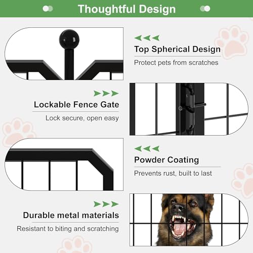 Dog Playpen for Indoor & Outdoor, 24 inch 8 Panels Metal Puppy Playpen for Puppies/Small Dogs, Portable Pet Fence for Yard, Camping, Travelling, Black