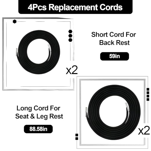 Zero Gravity Chair Replacement Cord,Antigravity Chair Replacement,4 Pack Elastic Cords Repair Tool Kit for Repairing Zero Gravity Chair(Black) - size: Black