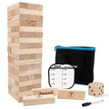 Juegoal 54 Pieces Giant Tumble Tower Blocks Game Giant Wood Stacking Game with 1 Dice Set Canvas Bag - color: Wood Color, size: Large