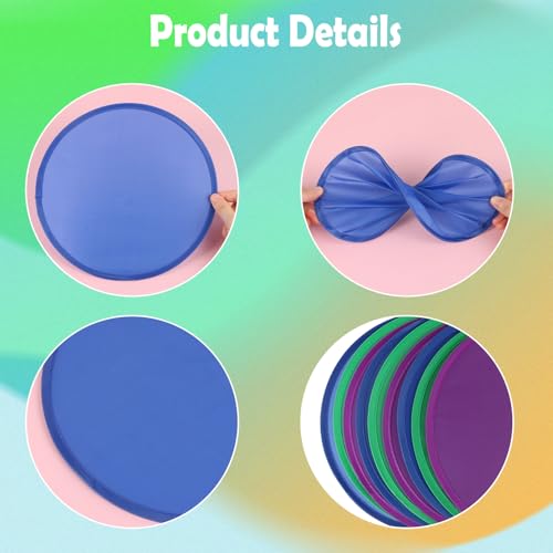 9 Pieces Foldable Flying Disc or Fan with Storage Bag Assortment Fans Set Beach Flying Disc- 9.8" Foldable Flying Disc（3 Colors）