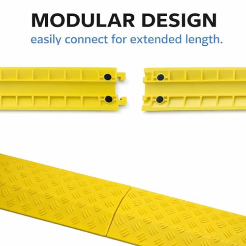 VIIBLE 2-Pack Yellow Small Drop Over Cable Ramp, 2000 lbs Capacity, Heavy Duty Protector for Hoses & Cords, Safe for High Traffic, Indoor/Outdoor Cord Concealer. - color: Yellow, size: Small