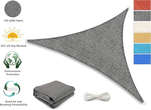 Tronssien Triangle 12'x12'x12' Sun Shade Sail, 95% UV Blockage Canopy Awning for Outdoor Patio and Garden, Yard Activities - color: Graphite, size: 12x12x12 ft
