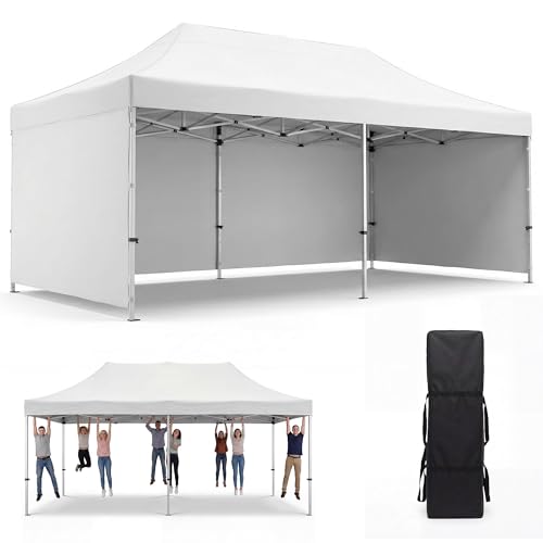 LAUSAINT HOME 10x20 Party Tent, Heavy Duty Waterproof Canopy with Removable Sidewalls & Roll-Up Door, Large White Event Shelter with Steel Frame for Wedding, Backyard, BBQ, Camping, for 15–30 People - size: 10x20