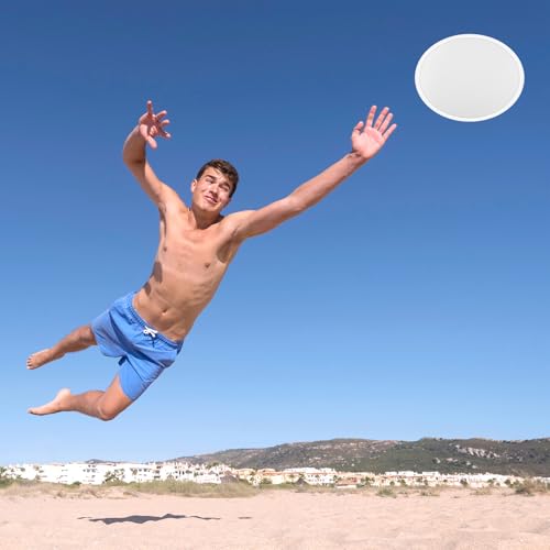Norme 24 Pcs Foldable Flying Disc Fans with Bags Set 9.8'' Handheld Folding Fly Cooling Fans Beach Summer Flying Disc for Birthday Halloween Party Outdoor Activity Game - color: Blue, Red, White