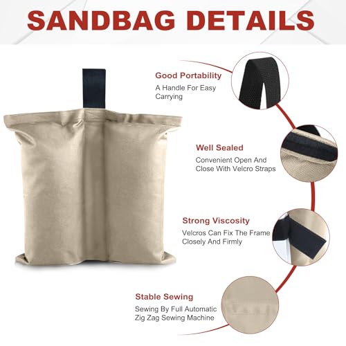 ABCCANOPY Canopy Weights 120 LBS Tent Sand Bags,4-Pack Beige (Without Sand) - color: Beige, size: 120 LBS