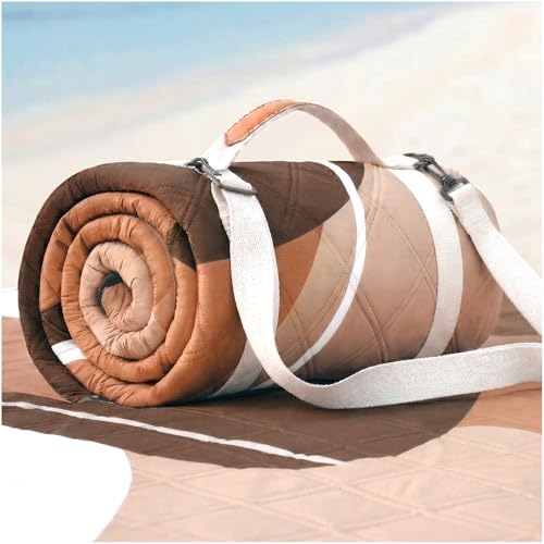 Waterproof Beach Blanket Picnic Outdoor Camp Mat Towel Family Beach Trip Essentials Summer Vacation Must Have Travel Accessories Lake Day Necessities Stuff Thing Need Gear Gift Supplies 2026 - color: Abstract Brown