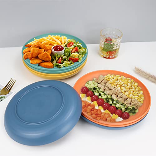 Homienly Wheat Straw Dinner Plates Set of 8 - Alternative to Plastic, Microwave & Dishwasher Safe, Unbreakable Kids Plates with 4 Colors (Colorful, 8 inch) - color: Classic Bright, size: 8 Inch