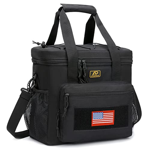 ATRIPACK Lunch Box for Men, Tactical Lunch Bag MOLLE Webbing Leakproof Insulated Large Lunch Cooler Women Adult Meal with Adjustable Shoulder Strap Durable Lunch Pail (Black) - color: Black, size: Large