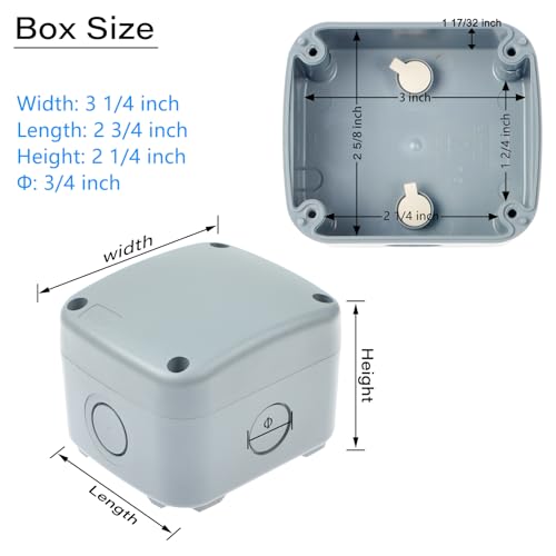 Nineleaf Junction Box, Electrical Box IP66 Water Resistant Dustproof ABS Plastic Project Enclosure for Electronics Grey,3.3X 2.8 x 2.3 inch,4PCS - color: 4PK, size: 86x74x62mm
