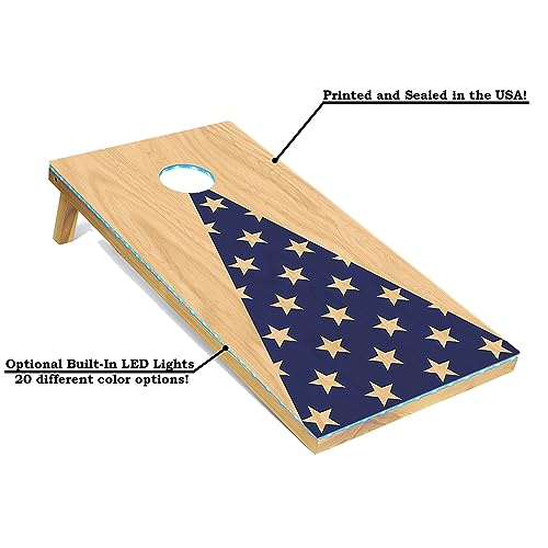 Tailgating Pros Cornhole Board Set w/Bean Bags and Carrying Case - 4'x2' Corn Hole Toss - Tournament and Lightweight Options - Optional LED Lights - color: Inverted Pyramid, size: 4'x2' Boards