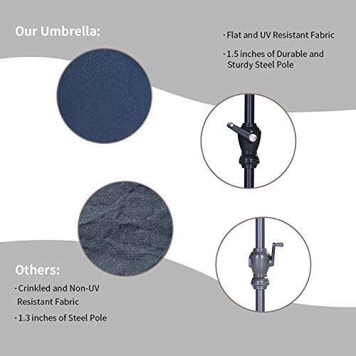 HYD-Parts 9FT Patio Umbrella Outdoor Table Umbrella,Market Umbrella with Push Button Tilt and Crank for Garden, Lawn, Deck, Backyard & Pool, No Base (Navy Blue) - color: Navy Blue, size: Umbrella Only