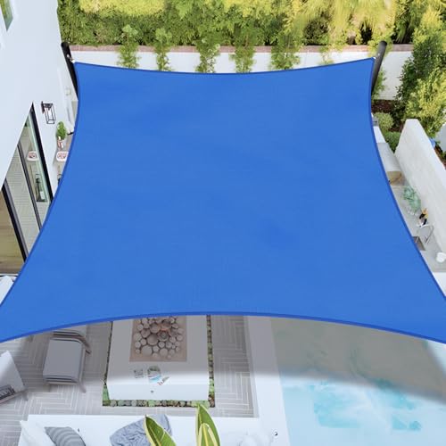 Bynbbur Sun Shade Sail 10'x13' Rectangle Shade Cloth for Garden, Permeable Shade Canopy Outdoor Patio Covers for Pergola Backyard Deck Outside Activity, Blue