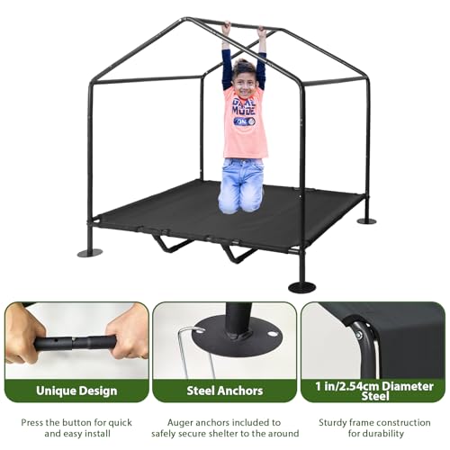 Dog Canopy with Raised Bed for Outdoor, 3.3' x 2.9' x 3.5' Large Dog House Shade Outdoor Indoor, Pet Shade with Removable Waterproof Shelter Cover, Portable Pet House for Camping, Patio, Yard - color: Grey, size: Large