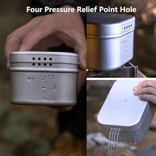 Campingmoon Camping Mess Tin Pressure Relief Aluminum Dinner Box Camping Bowls Cooking Pot with Foldable Handle for Camping & Cooking - color: CM-S-1609(White)