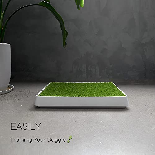 SunTurf Dog Grass Pad with Tray, Dog Litter Box, Porch Potty for Puppy Pee Training, Indoor Portable Fake Grass Pee Pad System, Artificial Grass + Pee Pad Holder