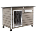 Gowoodhut Dog House Outdoor & Indoor Wooden Dog Kennel for Medium to Large Dogs,34" L Natural Fir Wood Dog Houses with Weatherproof Roof,Removable Floors,Raised Feet - size: 34" L x 22" W x 25" H