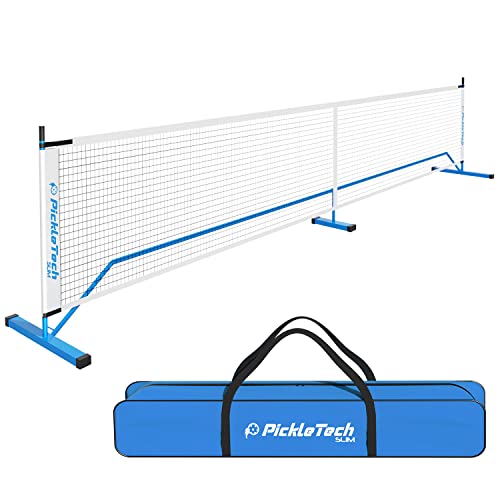 PICKLETECH 4.0 Slim Version Portable Pickleball Nets Outdoor Game 22 FT Pickleball Net-USAPA Regulation Size-Pickle Ball Net System with Carrying Bag for Driveway - color: Blue, size: 22ft-4.0slim
