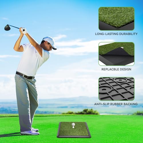 COSPORTIC Golf Hitting Mat, Golf Training Mat for Swing Path Feedback Detection Batting,Extra Replaceable Golf Practice Mat, Golf Gifts for Men Women for Home Indoor Outdoor - color: Rough-Fairway-Tracks mat