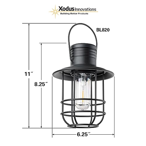 Xodus Innovations BL820-2 Battery-Operated LED Filament Style Lantern Outdoors Either Hanging or Standing , with Your Choice of 4, 6 or 8 Hour Automatic Timer