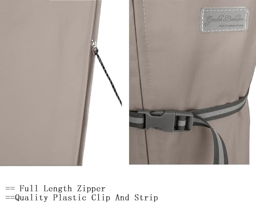 Patio Umbrella Cover with Rod for 7 to 11 Ft Umbrellas & 15 Ft Double-Sided Umbrellas, Protective Waterproof Cover with Zipper, Beige - color: Beige, size: Cantilever 7'-11' Or 15' Double Sided