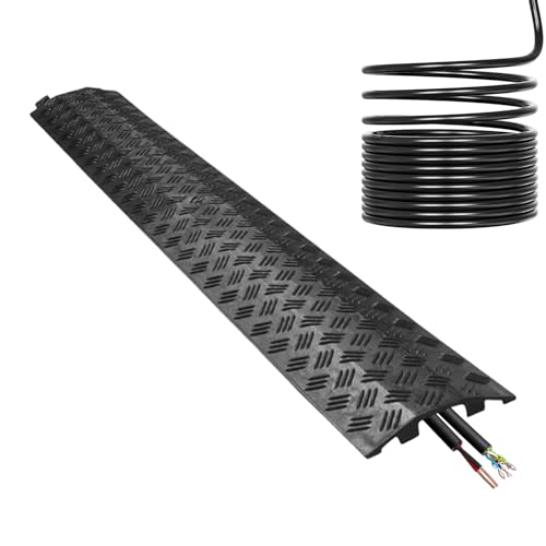 Cable Protector Ramp - Extension Cable Floor Protector, Power Lines Extension Cord Cover, Heavy Duty Safety Ramp | Outdoor Driveway Use for Sidewalk Garage Garden Office Hotel Road Traffic Areas