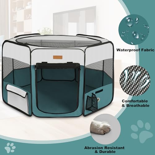 Dog Playpen, Portable Pet Play Pen for Cat, Puppies, Rabbits, Chickens, Foldable Large-Capacity Pet Tent for Indoor/Outdoor Travel Camping Blue - color: Blue, size: Medium
