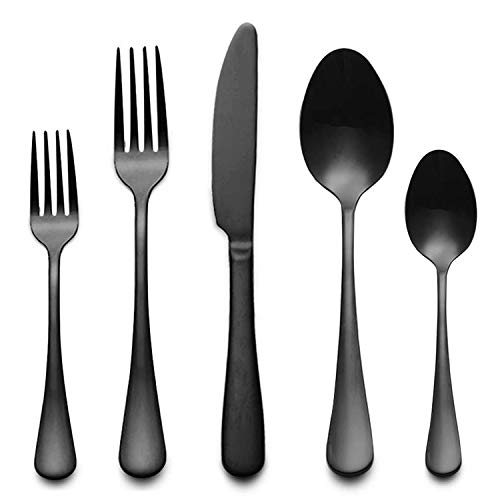 Reusable Utensils Set, Stainless Steel Healthy Travel Cutlery Set Ideal for Home Restaurant Lunch Box Camping (Black 5 PCs) - color: Black - 5 PCs
