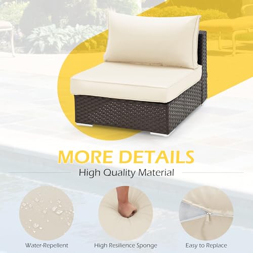 HOMREST Outdoor Replacement Cushions for Patio Furniture,Water-Repellent Sofa Cushion for 6-Seat Rattan Wicker Sectional Patio Conversation Sets,14-Piece Cushions Set for Outdoor Couch（Beige） - color: Beige, size: 6 Seat