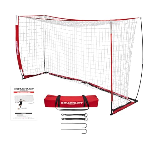 PowerNet Soccer Goal for Backyard, 3Mx2M / 6x4 / 8x4 / 12x6 / 14x7 /18.5x6.5 / 21x7 / 24 x 8 Portable Soccer Net, Sports & Outdoors Training Equipment, Quick Setup 1 Goal & Zipper Storage Bag - style: 3M x 2M (Futsal)