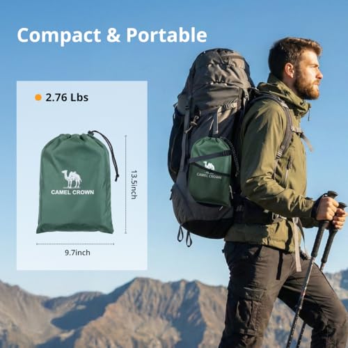 CAMEL CROWN Camping Tarp,3000mm Waterproof & UPF 50+ Sun Protection Rain Fly Tarp - Lightweight Portable Camping Shelter with Stakes, Guy Lines & Carry Bag, for Hiking Backpacking Beach Picnic Shade - color: Army Green