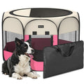 Portable Pet Puppy Dog Cat Playpen, 8-Panel Indoor/Outdoor Puppy Pen with Shade Cover & Travel Bag - Waterproof Dog Cat Tent - color: Pink, style: Medium(36"x36"x23" with free bonus)