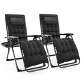 DUMOS Set of 2 Zero Gravity Chair, Reclining Camping Lounge Chair for Outdoor, Reclining Patio Chairs with Cup Holder Trays and Removable Cushion, Folding Recliner for Indoor, Black - size: 2P
