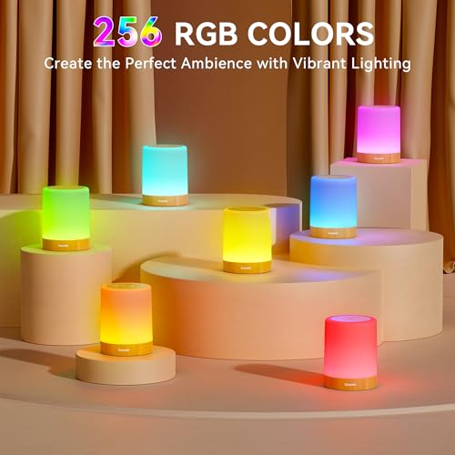 Auxmir Night Light for Kids Baby, Dimmable Touch Lamp for Nursery, 256 RGB Colors 5 Brightness, Portable Rechargeable Table Lamp for Nightstand, Kids Night Light for Bedroom Living Room, Brown-2 Pack - color: Brown-2 Pack