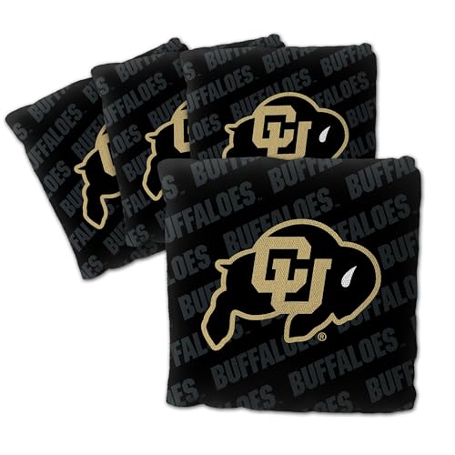 YouTheFan Officially-Licensed NCAA Set of 4 Cornhole Bags - All Weather Regulation 6” x 6” Size - 16oz Weight - Designed in USA - color: Colorado Buffaloes - Black