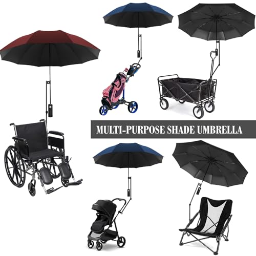 UPF 50+ Beach Umbrella with Adjustable Universal Clamp - style: Auto/XL