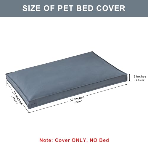 Dog Bed Covers Replacement Washable, Waterproof Dog Bed Cover with Zipper, 30Lx20Wx3H inch Durable Oxford Pet Bed Cover for Outdoor/Indoor Use, Cover Only, Blue-Gray - color: Blue-Gray, size: 30*20*3 inch