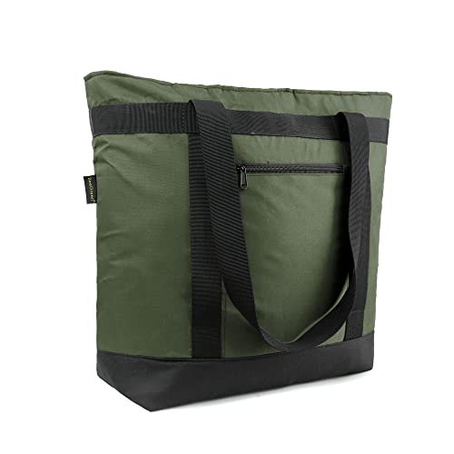 BeeGreen Cooler Bag Soft Insulated Tote for Beach Travel Grocery Shopping Lunch Portable Large Ice Coolers with Handle Hard Freezer Bags with Zippered Top Foldable Leakproof Delivery Totes Moss - color: Moss