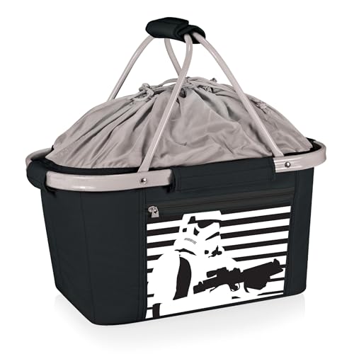 Picnic TIME Metro Shopping Basket Cooler, Insulated Collapsible Picnic and Market Basket with Aluminum Frame and Drawstring Top for Travel and Groceries - color: Star Wars Stormtrooper - Black