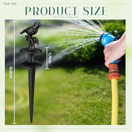 MorningRo 4 Pcs Garden Hose Guide Spike 12 Inch Heavy Duty Metal Hose Support Spike Aluminum Decorative Garden Stakes Protector to Keeps Flower Beds Plant Yard Lawn (Bird) - color: Bird