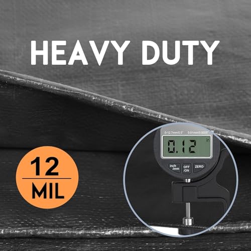 Tarp Heay Duty Waterproof 5x10ft 2pack,Black Tarps Plastic Tarp Cover Poly Tarpaulin for Outdoor Cover,Emergency Rain,Roof, Pool, Boat,Camping - Multipurpose with 12Mil Thickness - color: Black-12mil, size: 5x10 2pack
