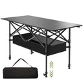 4FT Folding Camping Table,Portable Roll-up Picnic Table with Carry Bag & Mesh Storage,Lightweight Camp Table for Camping,Picnic,Backyard,Party,Patio,BBQ