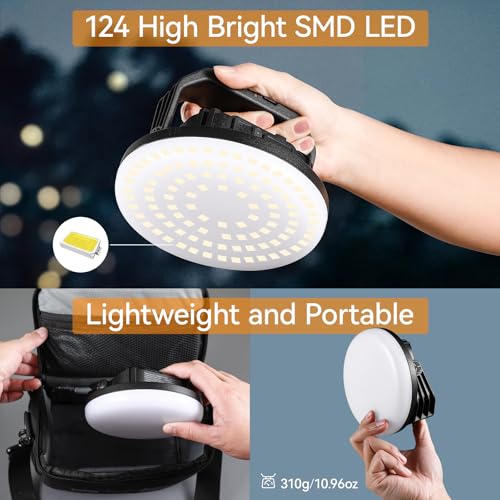 VAVOFO 30W 3000LM LED Camping Lantern Rechargeable, 3 Lighting Modes, 7200mAh Camping Lights ,IP65 Waterproof Flashlight , Portable Tent Light with Magnetic Base for Emergencies, Power Outages(Black) - size: 30W(Black)