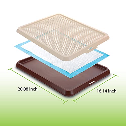 BANU Puppy Pee Pad Holder Indoor Outdoor Dog Potty Toilet Training Tray 20" x 16" for Small and Medium Dogs (Ivory)